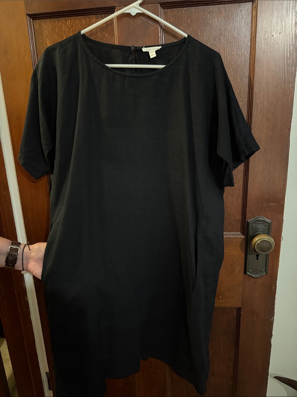 Eileen Fisher Black Short-Sleeve Shift Dress